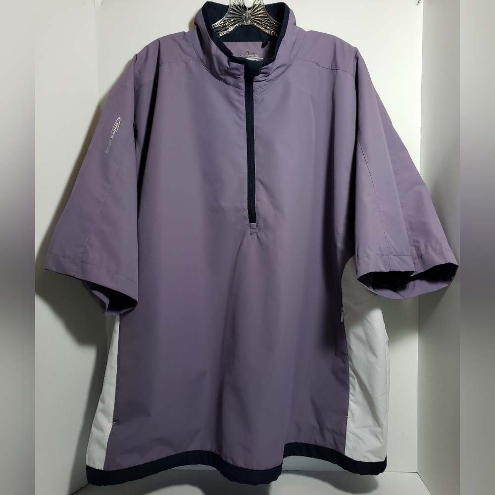 Men's Page & Tuttle Purple and White Half-Zip Short Sleeve Golf Jacket Size 2XL